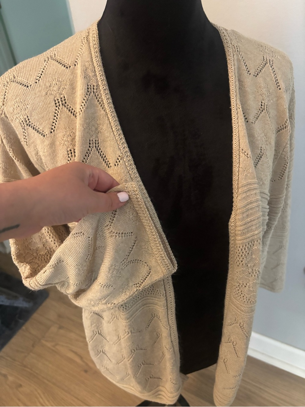 Quiet Luxury Coastal New England Alfred Dunner Open-Front Knit Cardigan Large - Picture 2 of 4